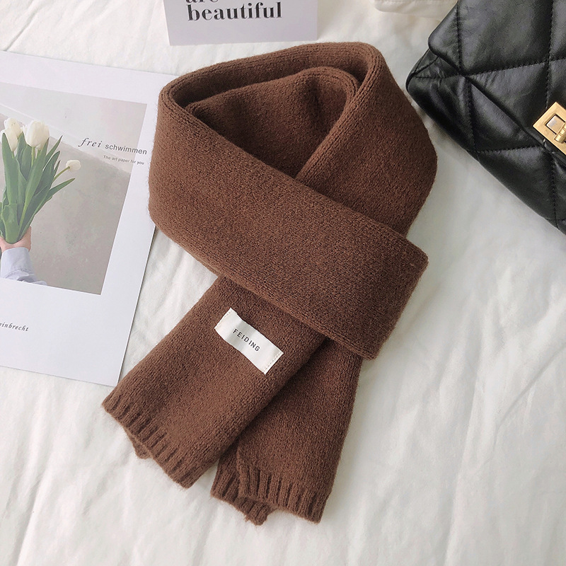 Feiding no mirando Corea del Sur Dongdaemun nuevo color puro de punto cálido cuello engrosado bufanda estudiante pequeña bufanda
