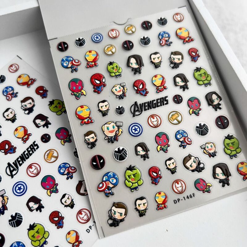 New Cartoon Marvel Avengers Nail Art Embossed Stickers Cute Adhesive DIY Pen Holder Water Cup Nail Decoration