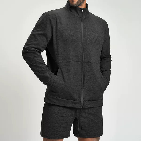 European and American Men's Sports Fitness Yoga Knitted Two-Color Jacket Outdoor Work Clothing Hiking Skin-Friendly Breathable Jacket 1500