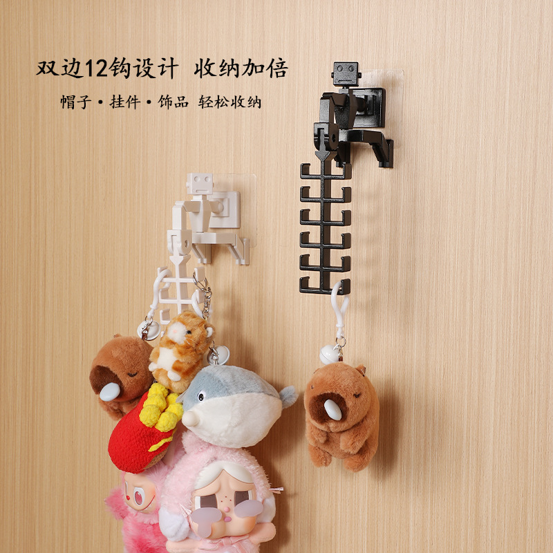机器人分区挂架 免打孔发箍发饰钥匙整理收纳架 门后挂钩衣帽挂钩