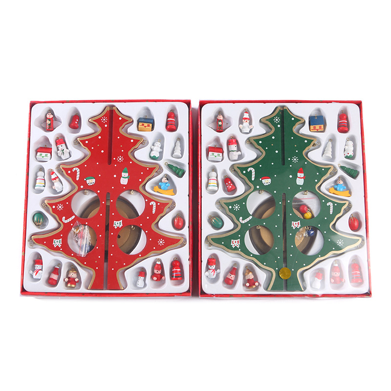 Cross-border DIY wooden Christmas tree desktop decoration Christmas decoration cute cartoon kindergarten gift wholesale