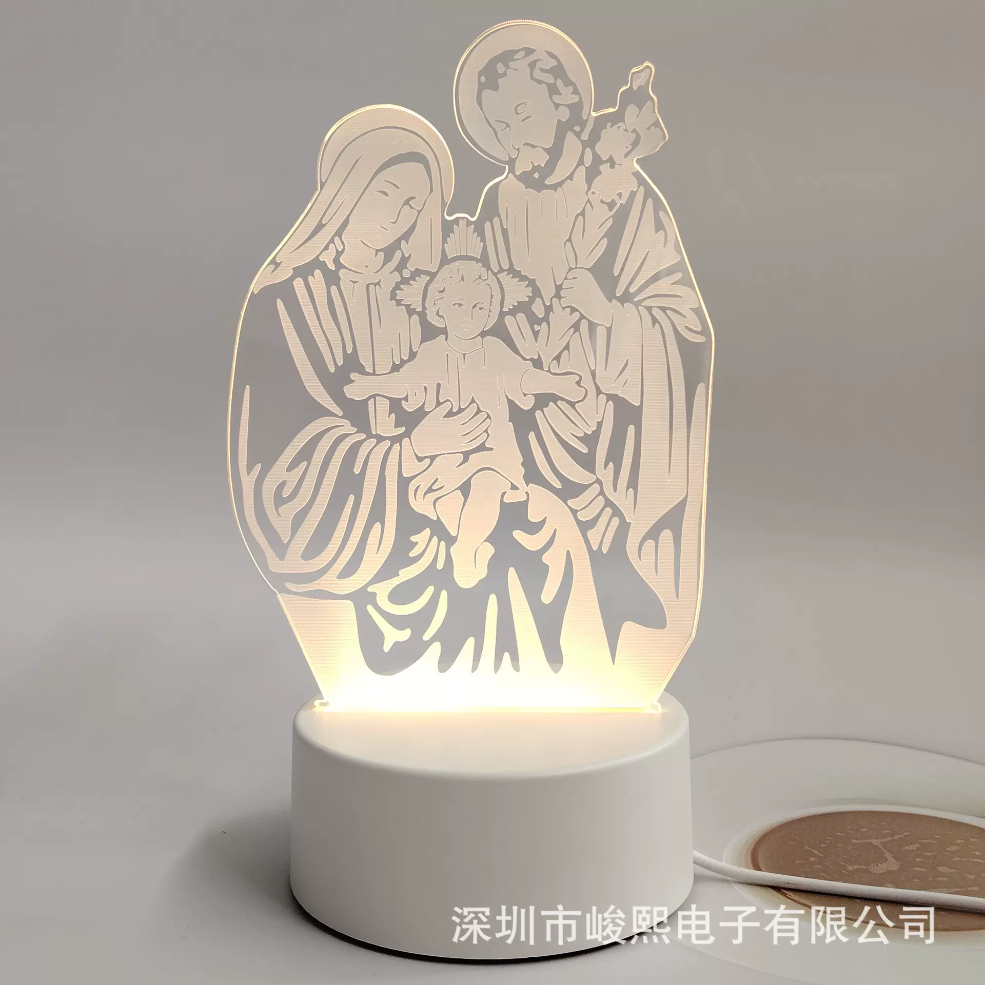 跨境创意礼品耶稣3d小夜灯工厂批发usb台灯插电卧室