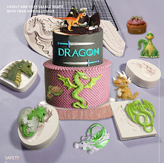 3D printed T-Rex dinosaur silicone mold DIY Easter chocolate cake decoration dinosaur egg plaster coloring