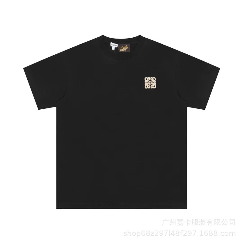 クロスボーダー羅家高品質刺繍ロゴゆるい半袖男女モデルカジュアルファッション百合tシャツ潮牌|undefined