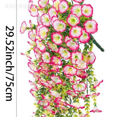 5-Branch Eucalyptus Morning Glory Silk Flower Home Wedding Artificial Flower Garden Wall Hanging Vine Waterfall Arrangement Garden Decoration