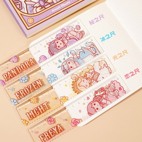 New product small mochi ruler magic series with wavy ruler hand account scale ruler transparent creative cute students