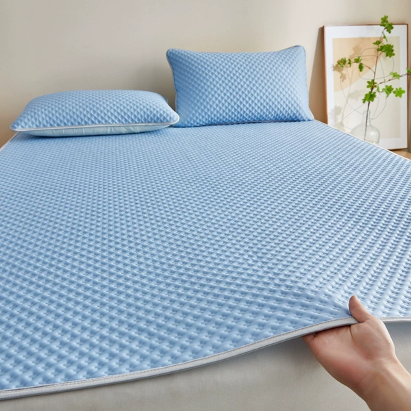 Rice grid sky blue [cool 5D ice bean mat]