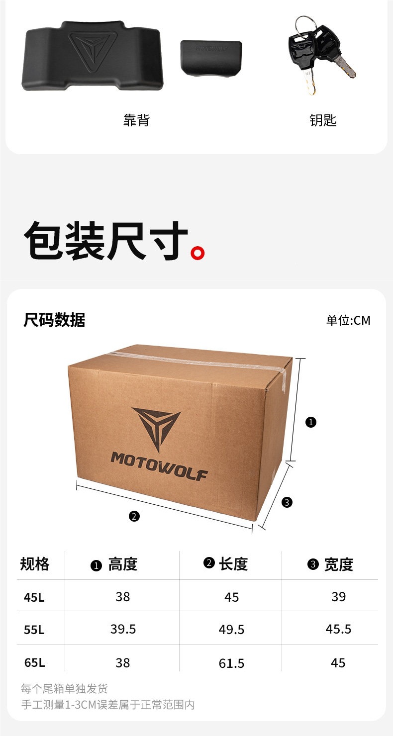 Motorcycle aluminum alloy rear trunk, quick-release luggage box for motorbike, tool storage box for motorcycle travel, commuting, and riding by Peihui
