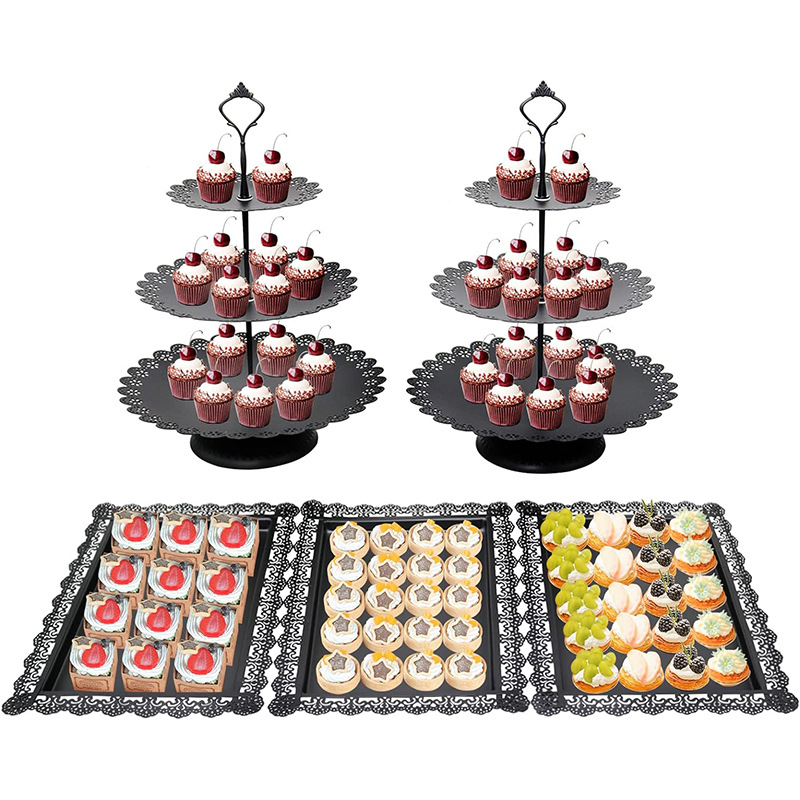 Soporte de postre soporte de exhibición decoración pastel postre pastelería bandeja comida fría resto soporte de mesa tarde té merienda stand image 3