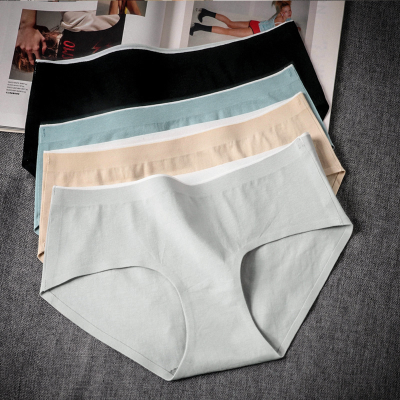 Traceless cotton honeycomb underwear for women Japanese mid-waist comfortable and breathable large size factory wholesale women's briefs