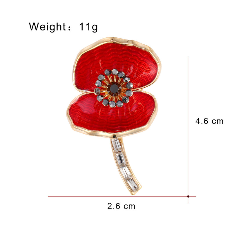 英国纪念罂粟花胸针 新品花朵滴油别针 英国国殇纪念胸花徽章|undefined