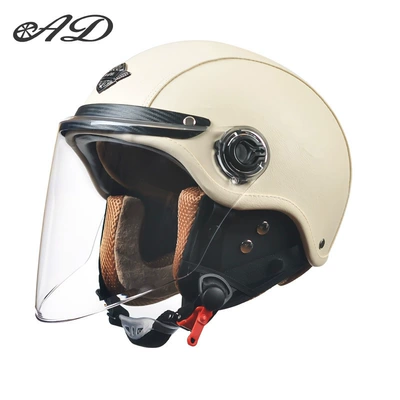 and Women, All-Season Motorcycle Retro Motorcycle Safety Supplies - 3c-leather-apricot-removable-ear-protection-hd-long-mirror-one-size-fits-all-suitable-for-head-circumference-55-62