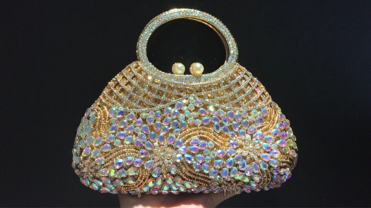 Túi clutch nữ đính đá rhinestone dự tiệc, xách tay kiêm đeo chéo có sức chứa lớn — Đế Vàng Kim Cương chi tiết 1