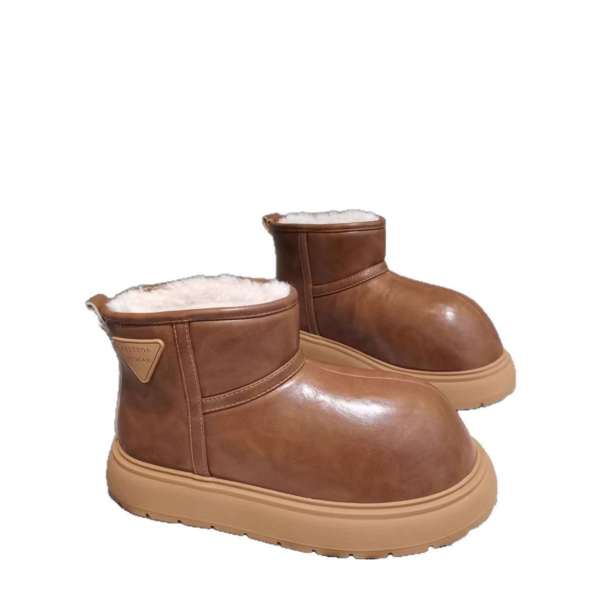 Niños cuero impermeable padres-hijos zapatos de nieve para niños y niñas calentamiento de lana gruesa zapatos de algodón grueso suela gruesa 2025 invierno image 6