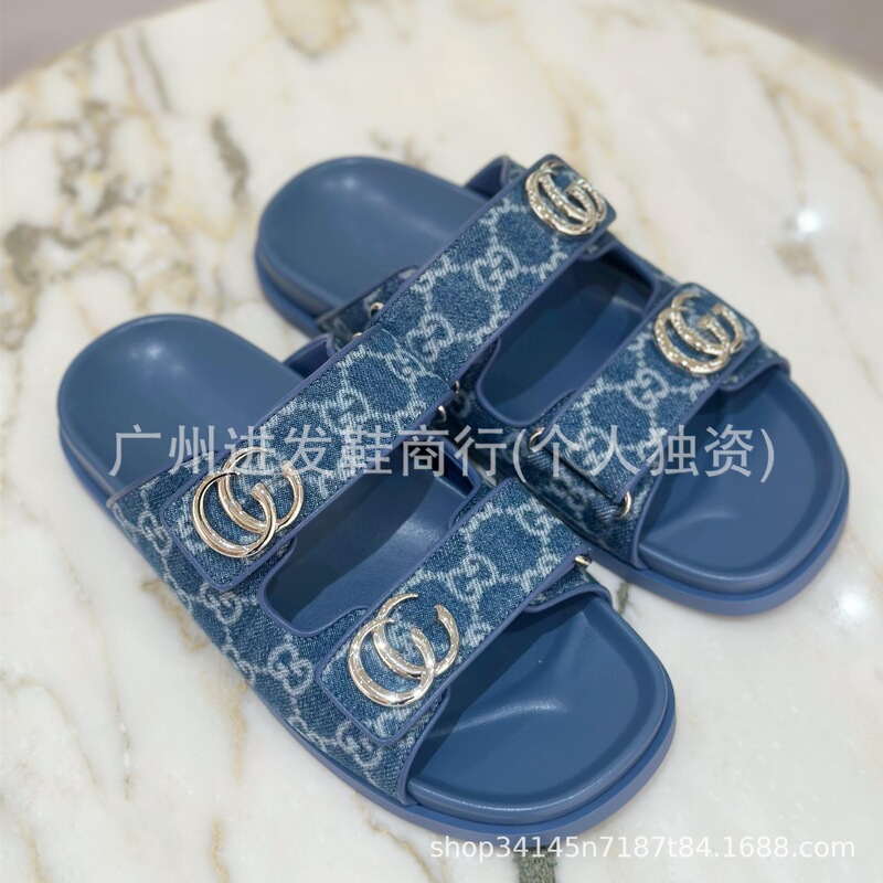 In Stock! High-End Version of g Brand 2026 New Women's Sandals with Letter Velcro, Cross-Border European and American Style, Half-Slipper with Thick Sole In Stock! High-End Version of g Brand 2026 New Women's Sandals with Letter Velcro, Cross-Border European and American Style, Half-Slipper with Thick Sole
