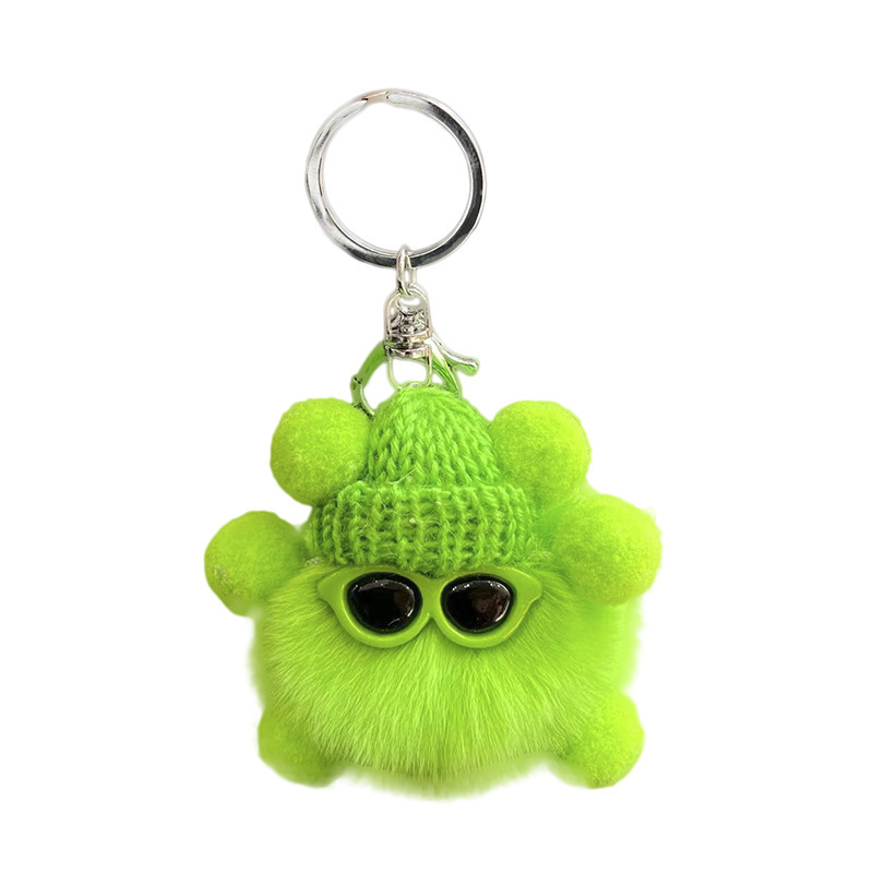 Cute Rex Rabbit Fur Keychain Coal Ball Bag Charm Backpack Pendant_voghion.com