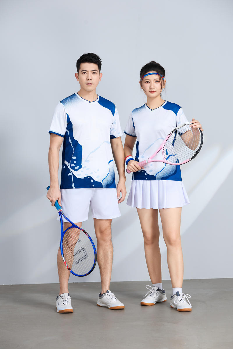 poliamonio rápido secado transpirable bádminton hombre niñas adultos el mismo cuello en V entrenamiento deportivo superior impresión personalizada