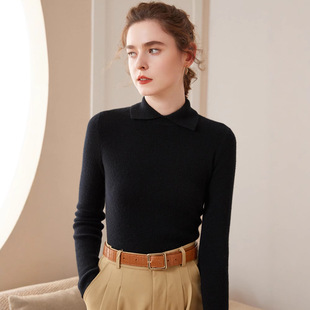 Cashmere Knitted Base Shirt Women's Long-sleeved Pullover POLO Collar Early Autumn New Inner Slim-fit Warm Soft Waxy Skin-friendly