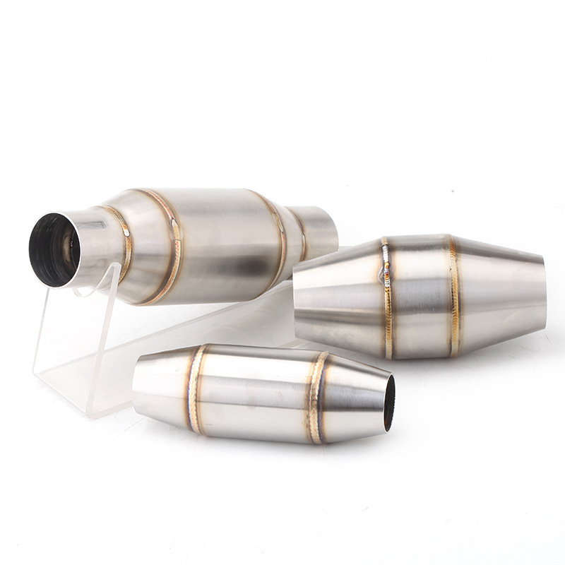 Motorcycle Modified Exhaust Pipe Silencer Plug Modified Stainless Steel Three-Layer Back Pressure Package Exhaust Pipe Middle Section Silencer Drum
