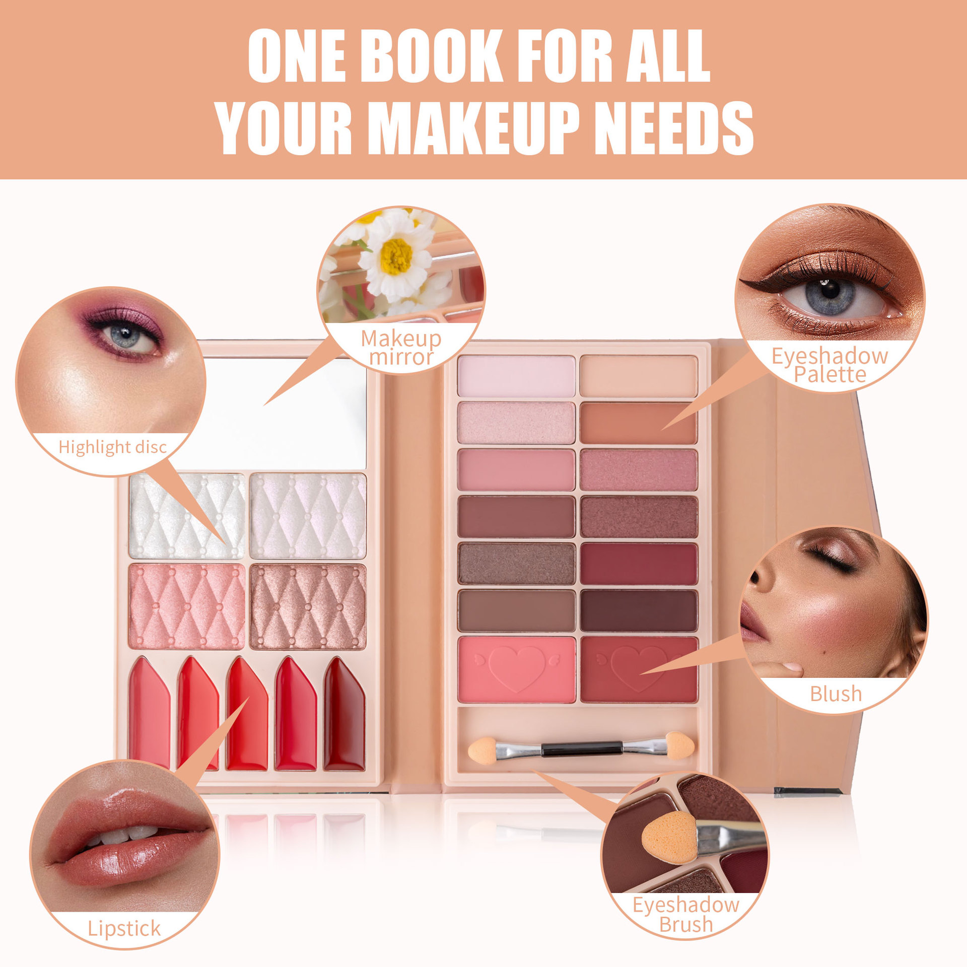 Cross-border bestseller multi-functional all-in-one makeup palette, matte pearlescent eyeshadow, lipstick, blush, contour and highlight all-in-one beauty makeup undefined