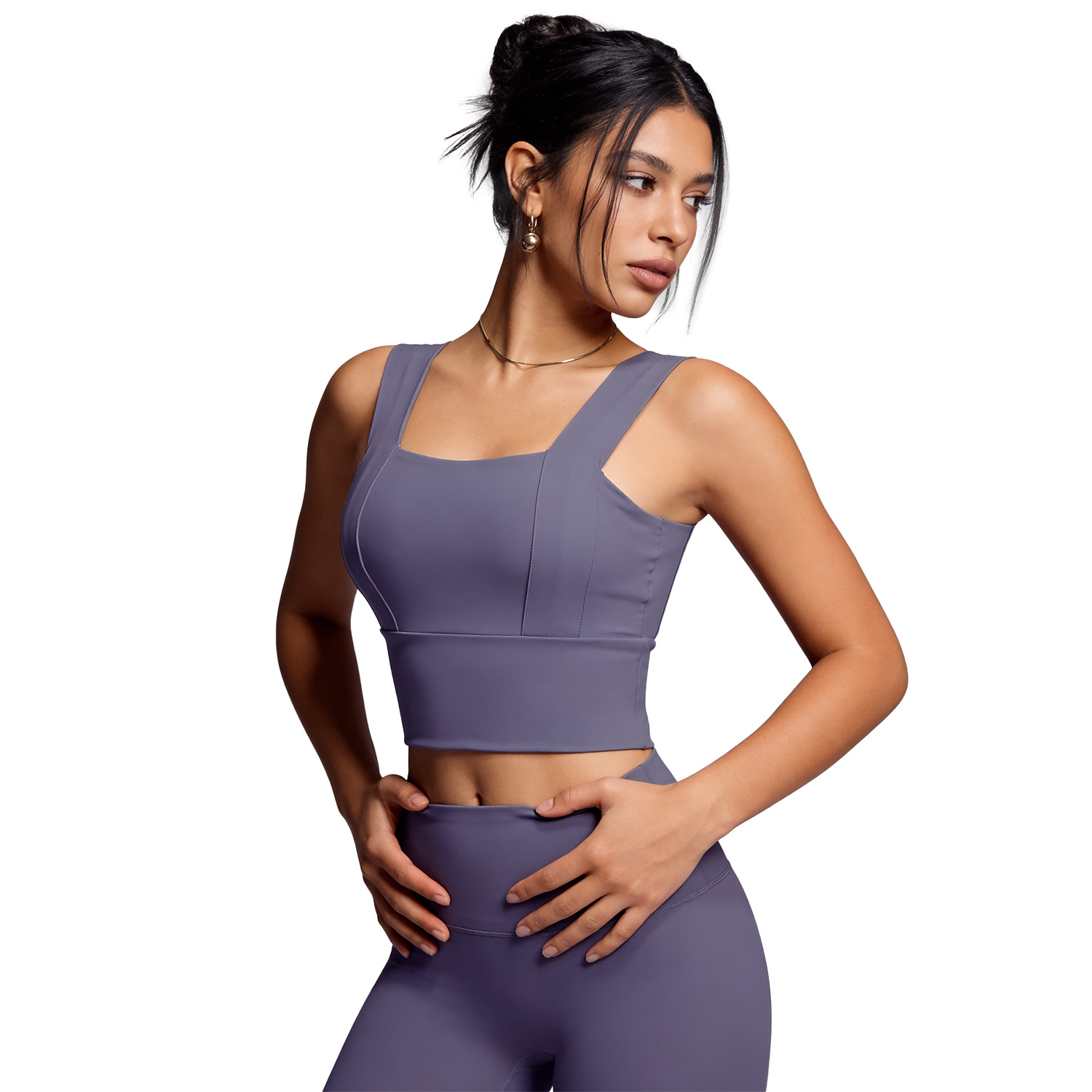 Juyitang delgada correa de hombro ancha fija de las mujeres corriendo fitness yoga de alta resistencia a prueba de golpes de una pieza ropa interior deportiva