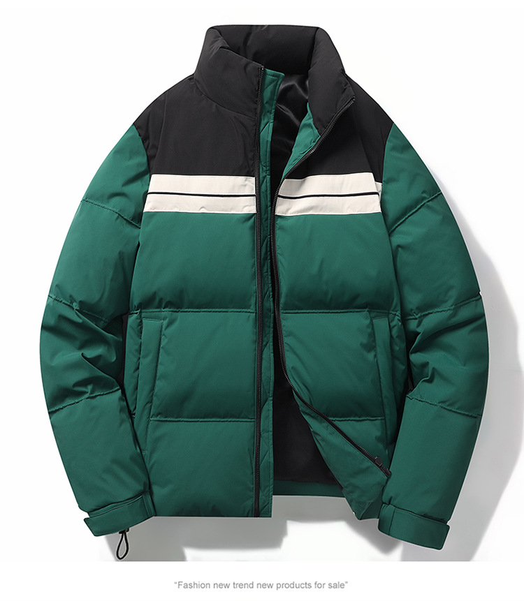 Piumino da uomo patchwork moda a righe giacca addensata autunno e inverno nuova giacca da pane tinta unita abbigliamento sportivo_voghion.com