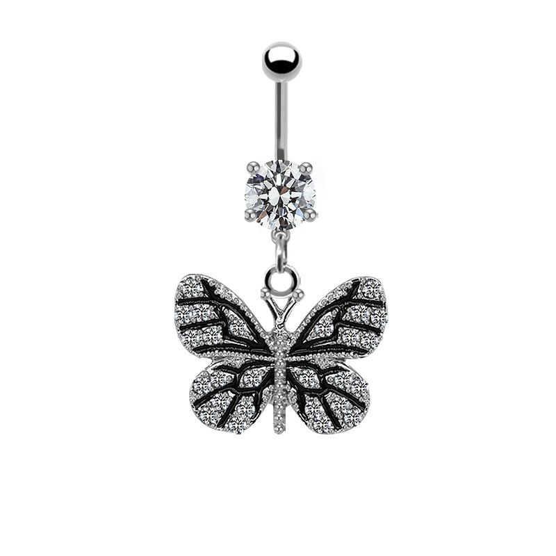 Schmetterling Blume Bauchnabelpiercing Trendiger Navelschmuck_voghion.com