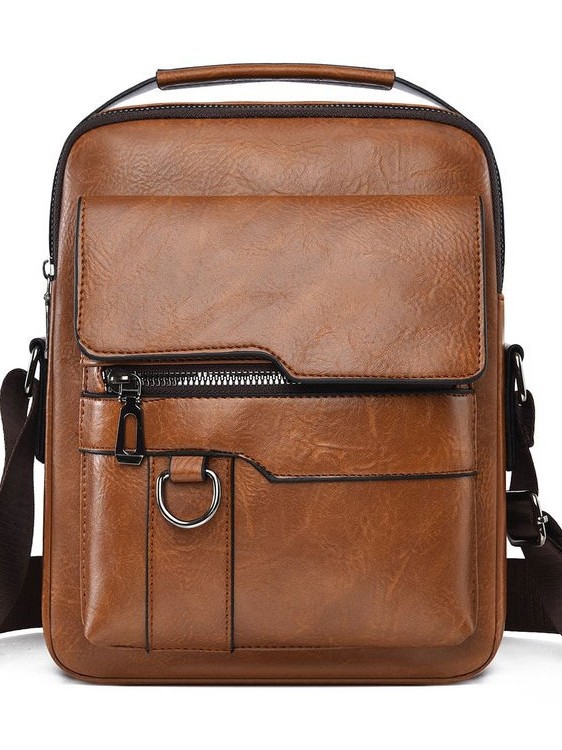 Bolso de hombro para hombres, bolso de moda vertical, bolso de ocio, bolso de cuero PU, bolso de mano, bolso de mano de gran capacidad para hombres, comercio exterior