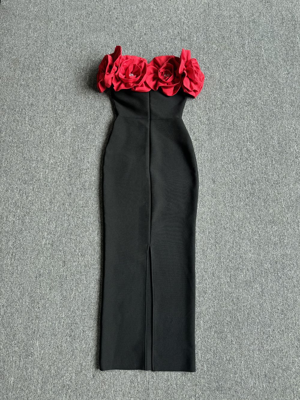 Women's Clothing Red Fashion Large Flower Slim Tube Top Sleeveless Tight Casual Long Bandage Dress Evening Dress Women's Clothing_voghion.com