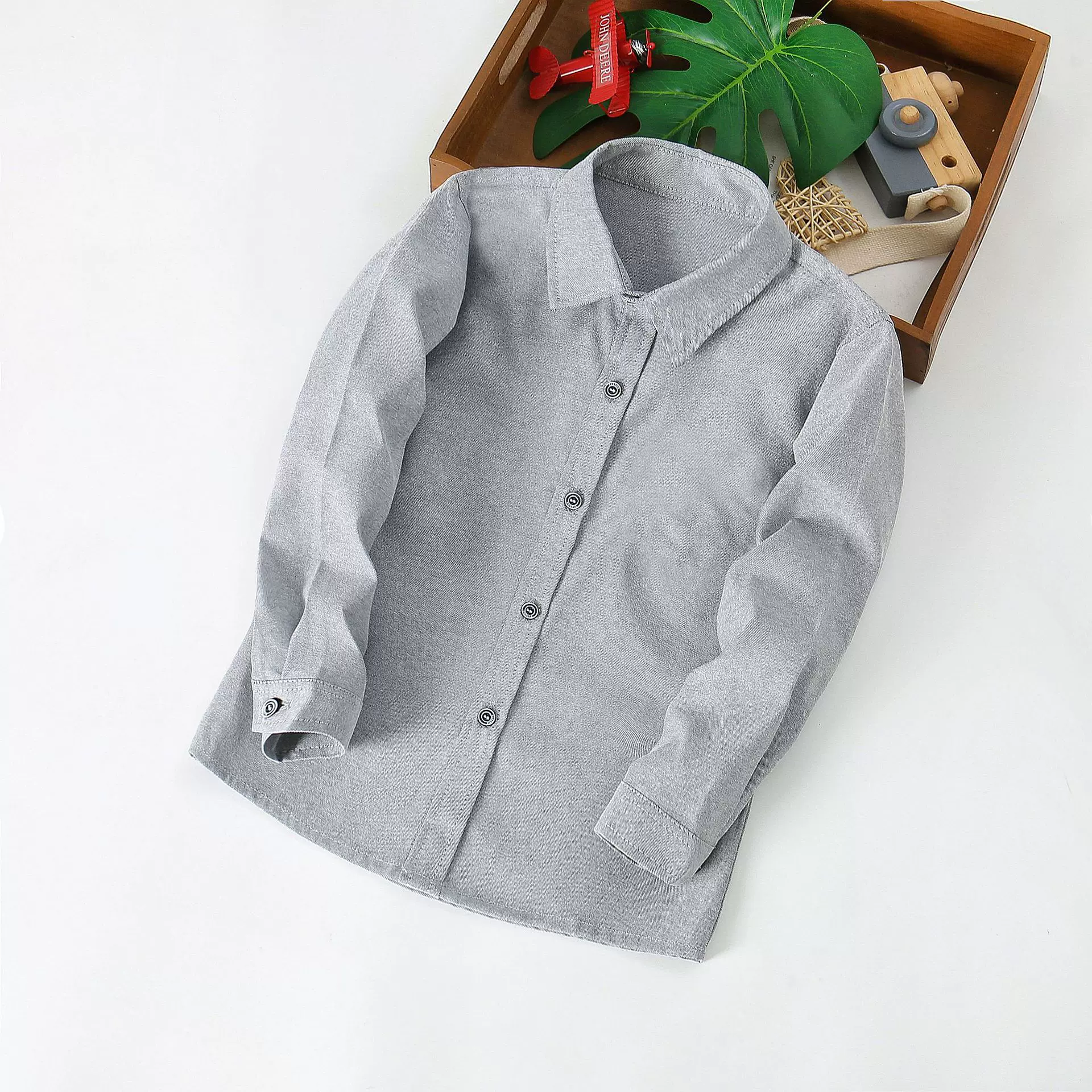 儿童灰色色衬衫 男童多色百搭衬衫 黑色黄色中小童衬衣春秋长袖