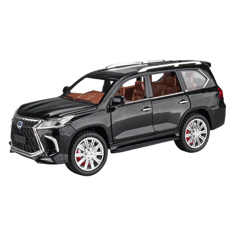 (En caja) 1:24 modelo de coche de aleación de simulación Lexus LX570 pull back decoración del coche de juguete de sonido y luz