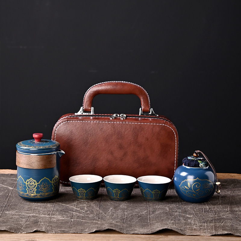 Ceramic ancient rhyme travel tea set fast guest cup set custom tea portable car one pot three cups business gifts Ceramic ancient rhyme travel tea set fast guest cup set custom tea portable car one pot three cups business gifts