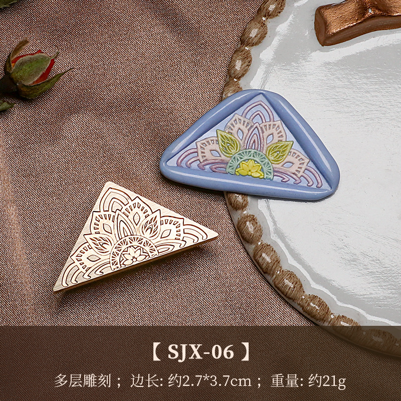 Fábrica directa fuego pintura sello cobre cabeza triángulo fuego pintura cera vintage Rosa tallada sellado cera mano cuenta regalo