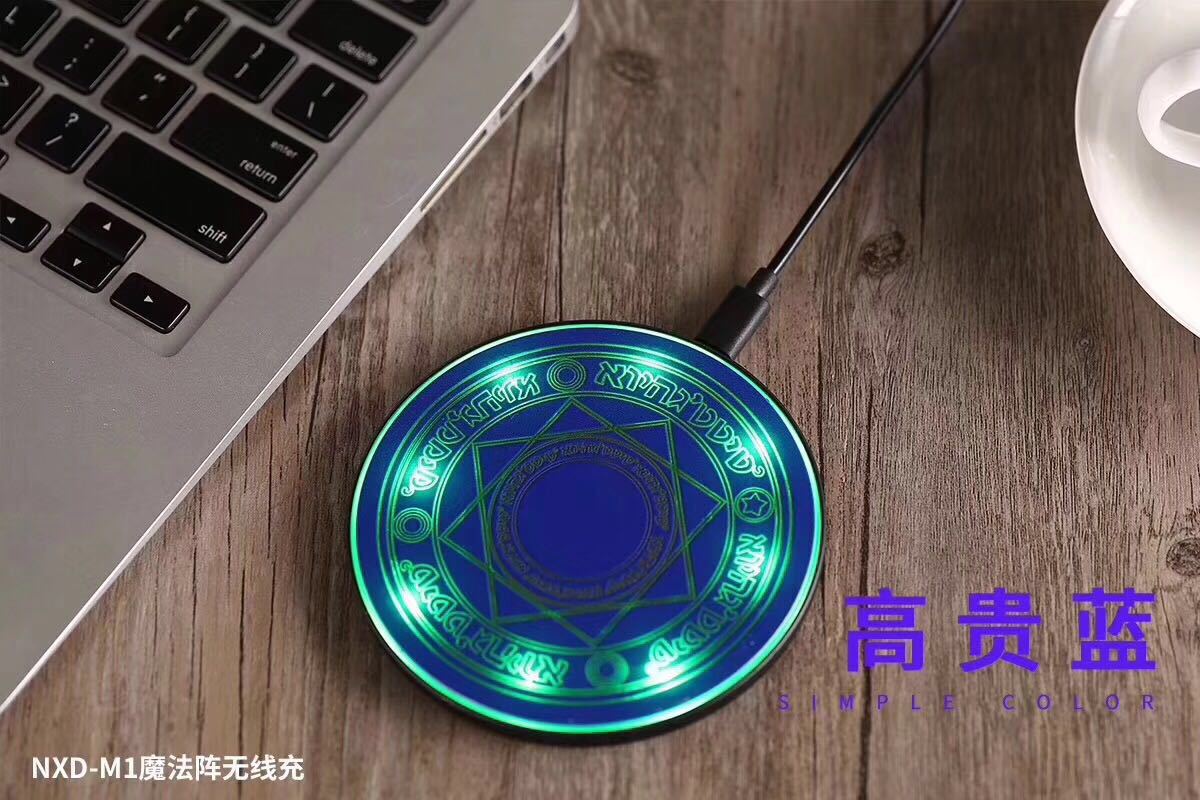 Cargador Inalámbrico Circular Grande para Escritorio, Carga Rápida para Teléfono Móvil con Efecto de Sonido, Bandeja Redonda para Productos, Fabricante Mayorista