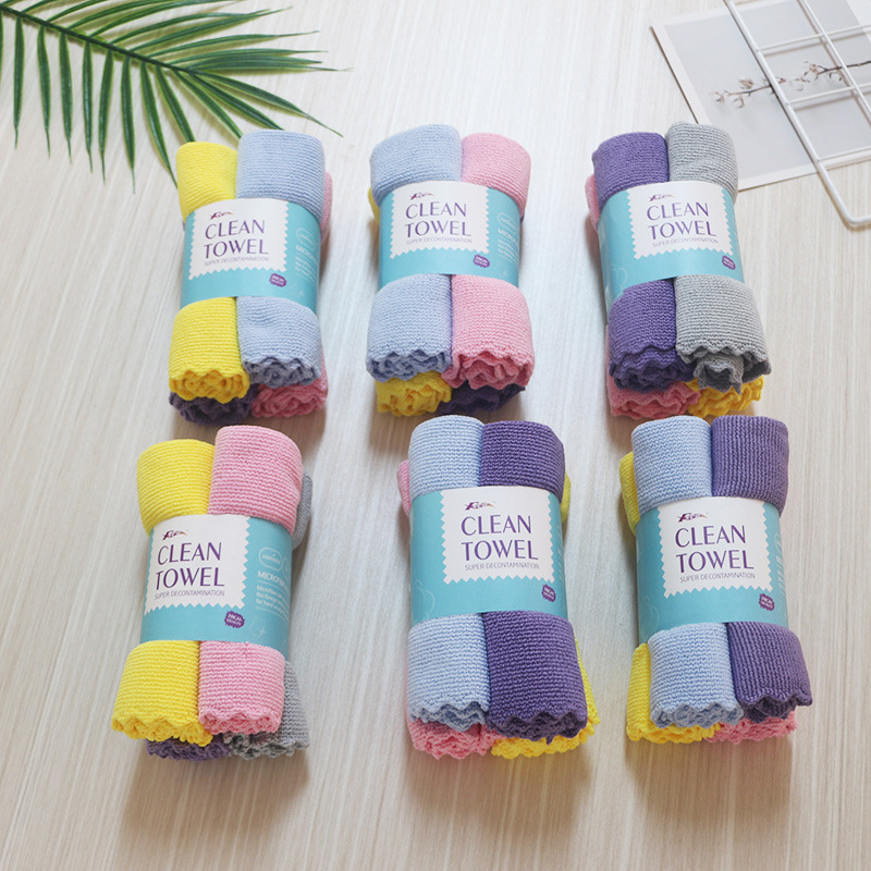 Wholesale enlarged thick absorbent scouring pad seamless quick-drying glass cleaning towel household kitchen bathroom rag