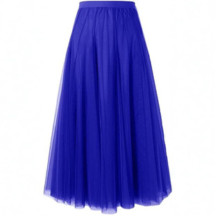 SANGTREE Women's Long Tulle Skirts Elastic High Waist A-Lin