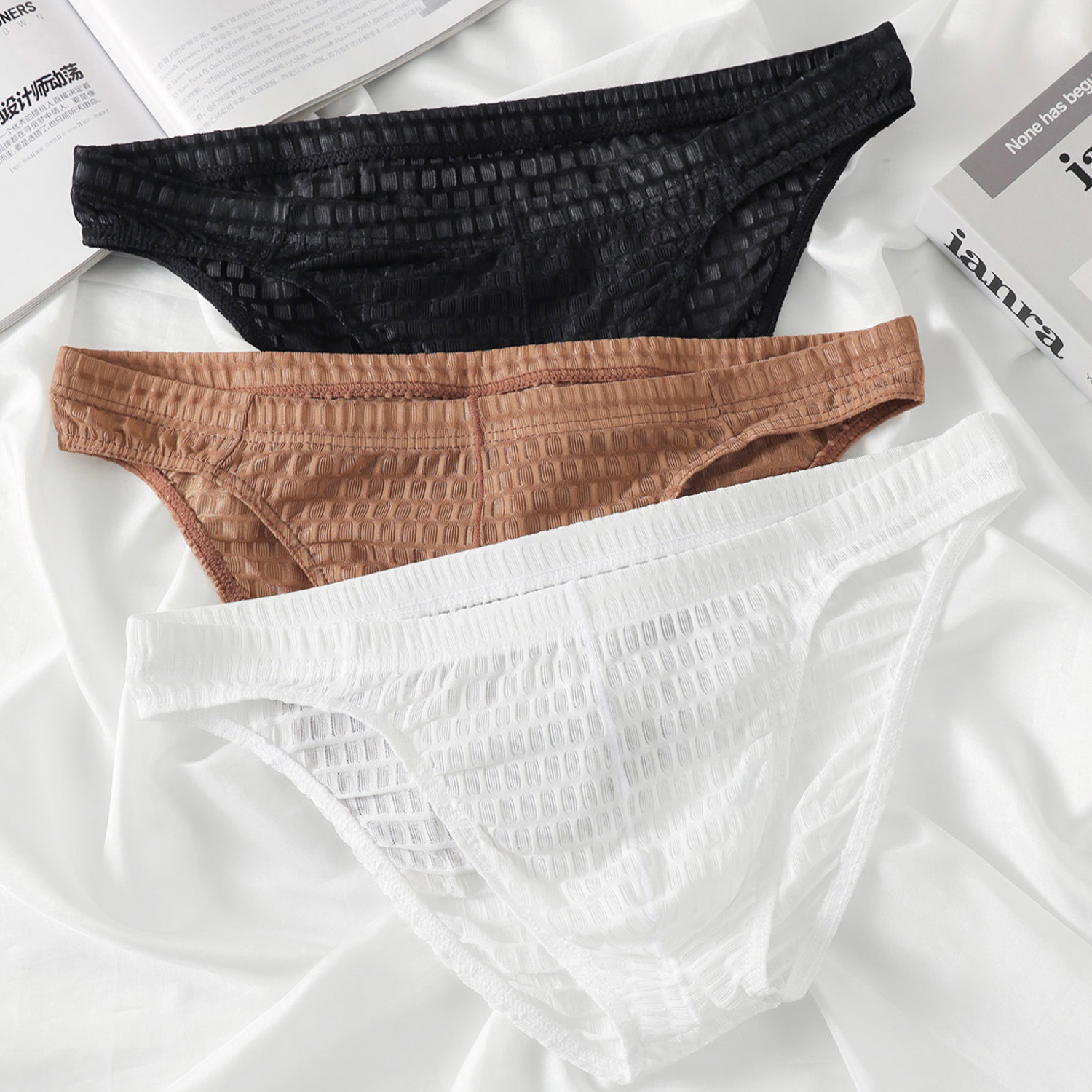 Underwear Men's Mesh Transparent Sexy Triangle Shorts for Young Boys Solid Color Simple Sexy Breathable Pants for Men