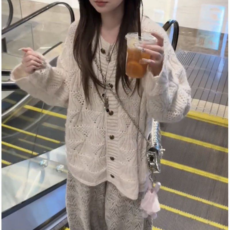 韩系气质超好看软糯针织开衫女装2025秋冬新款慵懒风毛衣时尚上衣|undefined