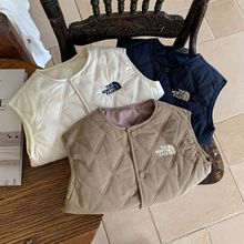 儿童棉衣2025布加糖冬季新品男女童刺绣棉马甲宝宝圆领无袖外套潮