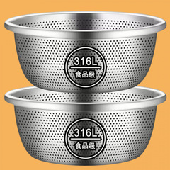 食品級の厚いステンレスのたらいの野菜のたらいの水たまりのたらいの家庭用の台所の漏れのたらいの米のたらいの果物のかご