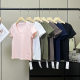 2025 summer new basic solid color cotton casual fashion V-neck short sleeve T-shirt top 474409