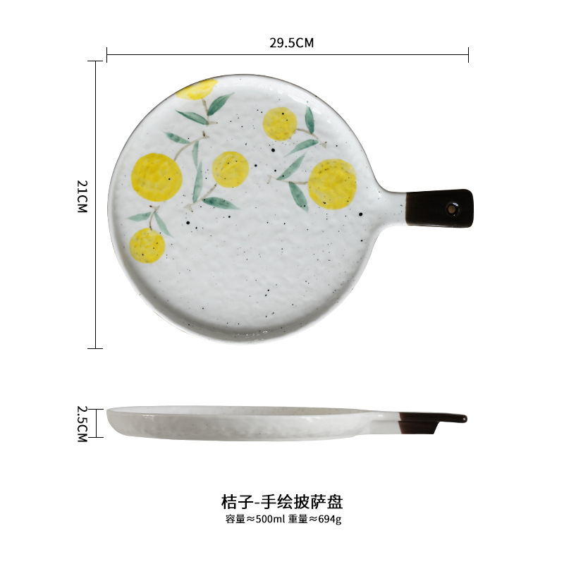 Creativo y lindo mango red bandeja de frutas bandeja de pastel bandeja horneado horno de microondas cerámica transfronteriza