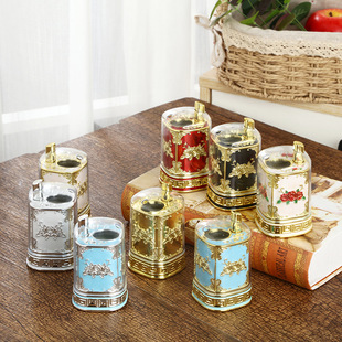 Light Luxury Style Toothpick Holder Household Carved Design Toothpick Holder Press Pop-up ktv Toothpick Holder Ornaments