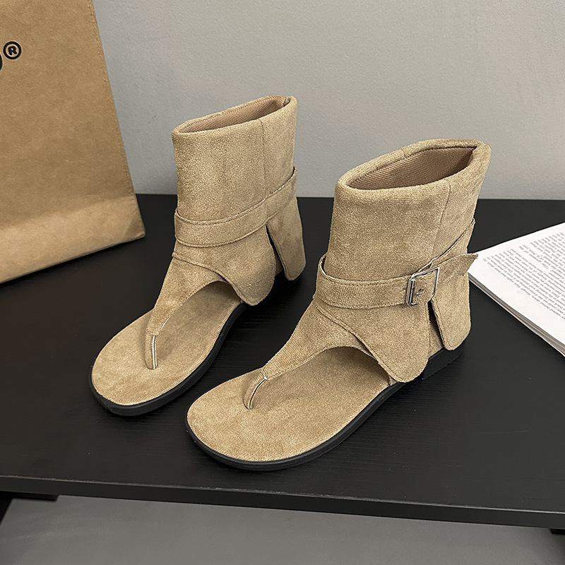 Botas de verano de mujer 2026 nuevas botas de mujer retro de cacho vaciadas sandalias romanas de altura