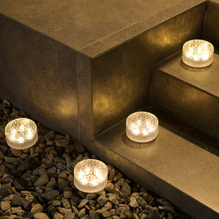 Cross-border new round solar ice Brick Lamp outdoor waterproof LED garden lawn lamp courtyard corridor decorative lamp