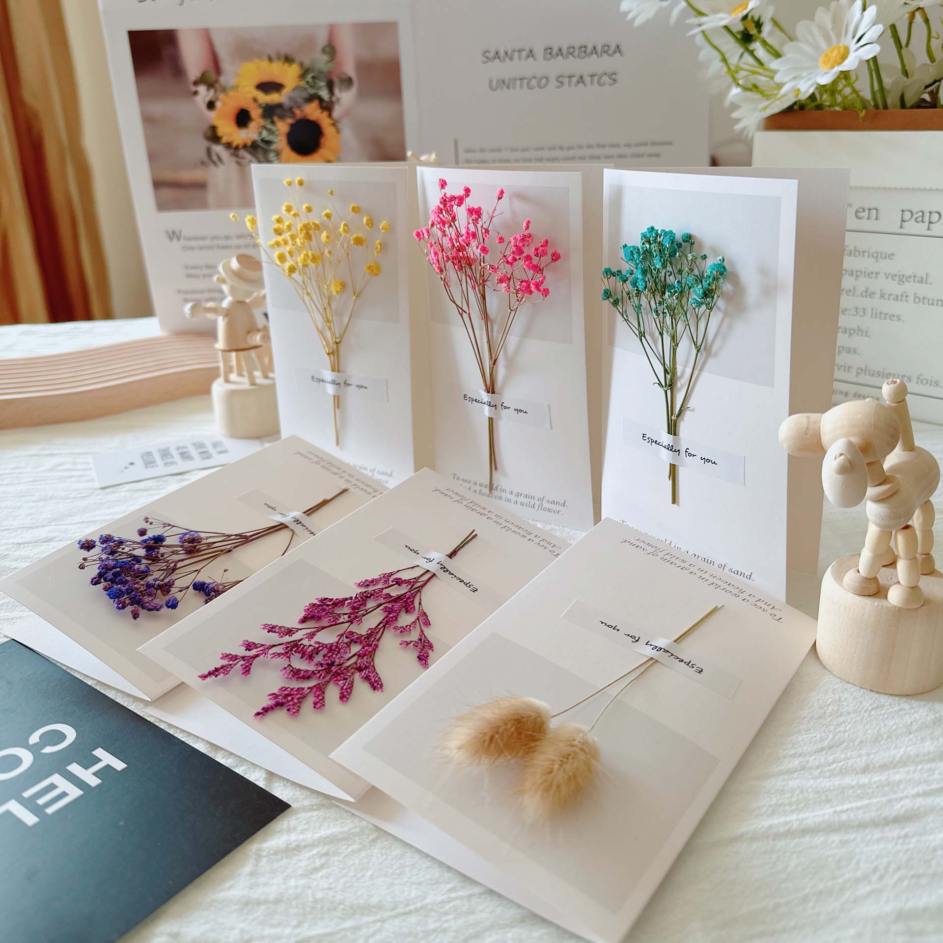 Starry Sky Dried Flower Birthday Greeting Card Creative Handmade Card Goddess Day Handwritten General Creative Greeting Card