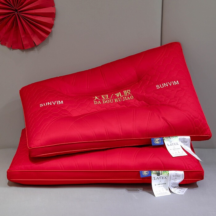 Wedding pillow pillow core cotton cotton feather cotton bright red wedding festive wedding dowry gift home pillow Wedding pillow pillow core cotton cotton feather cotton bright red wedding festive wedding dowry gift home pillow
