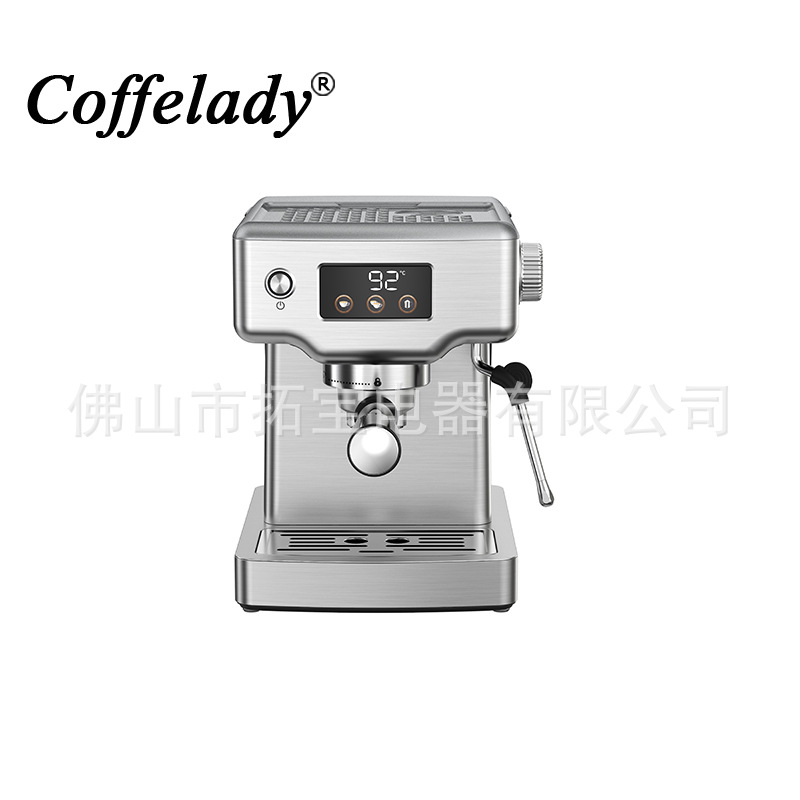 Coffelady casa de acero inoxidable máquina de café espresso bomba máquina de café pantalla de tiempo de temperatura