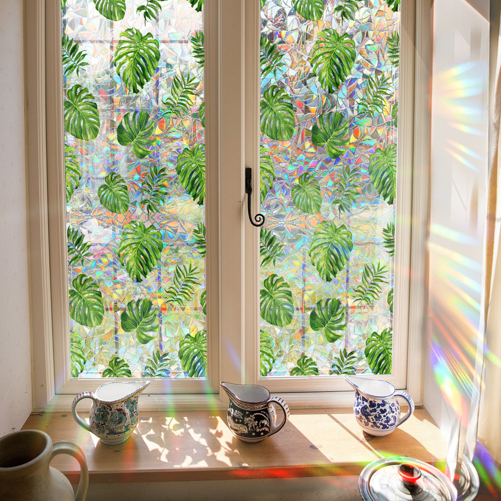 140g Weight Glass paster Home Textiles & Decor Type PVC Material Leaf Pattern Casual, Pastoral Style Casual Pastoral Leaf PVC Glass Paster Wall Art 140