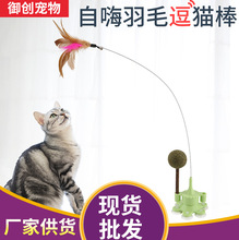 青岛厂家羽毛逗貓棒杆铃铛羽毛逗猫棒芦花鸡毛猫薄荷球猫咪玩具